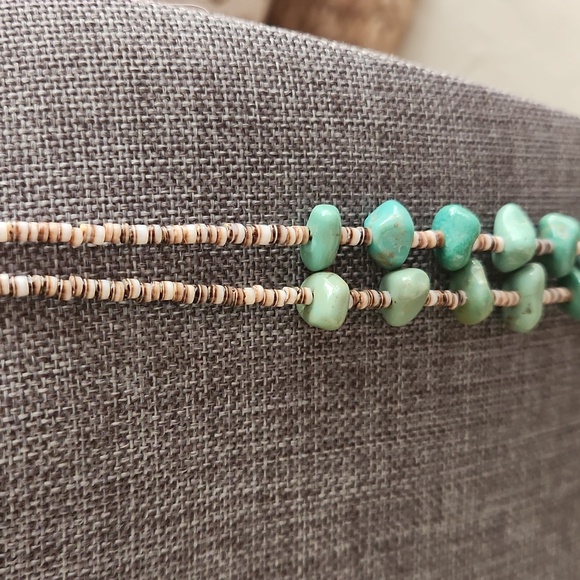 Gorgeous Native American Santo Domingo Double Strand Turquoise 31" Necklace 💚💙 - Picture 4 of 13